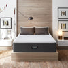 The Beautyrest Select hybrid mattress in a bedroom on a wooden bed ||feel: medium